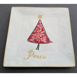 222 Fifth Natala Square Christmas Tree Plate Peace